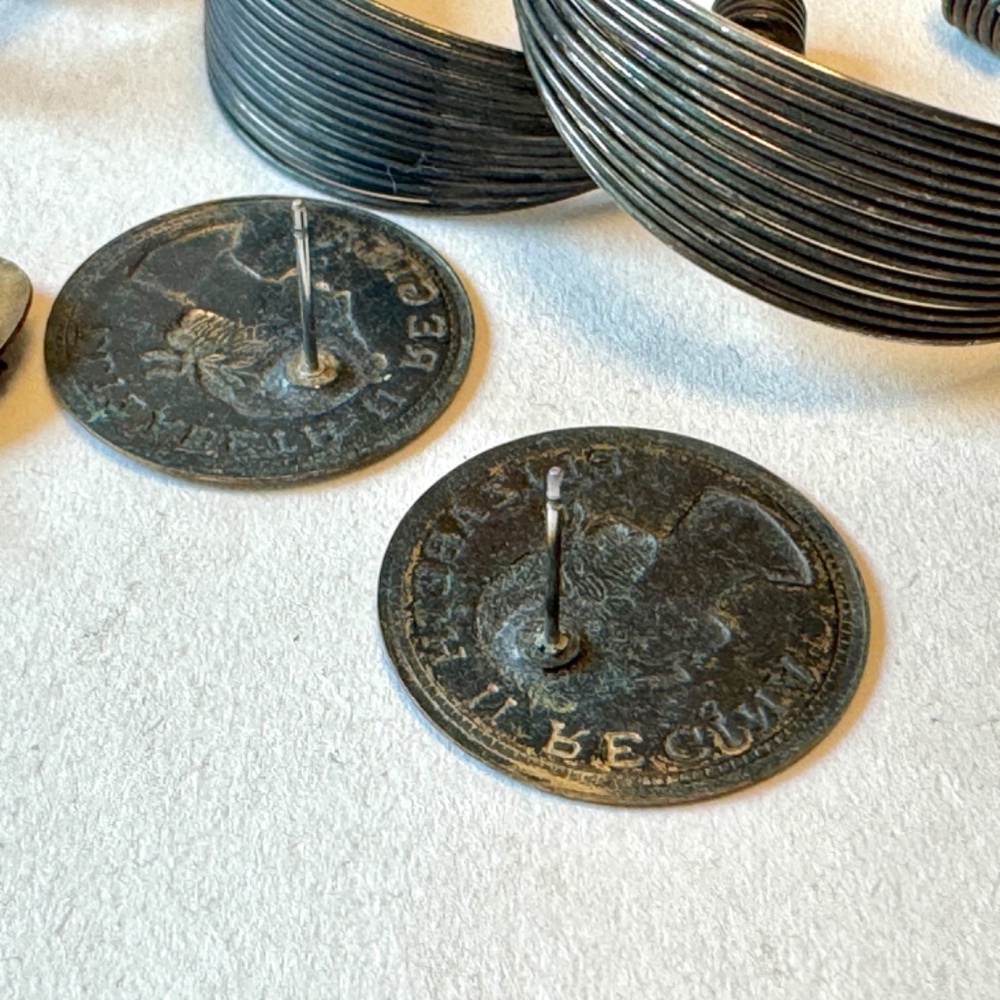 Four Pairs of Cool Earrings Set, wire, coin - Picture 6 of 9